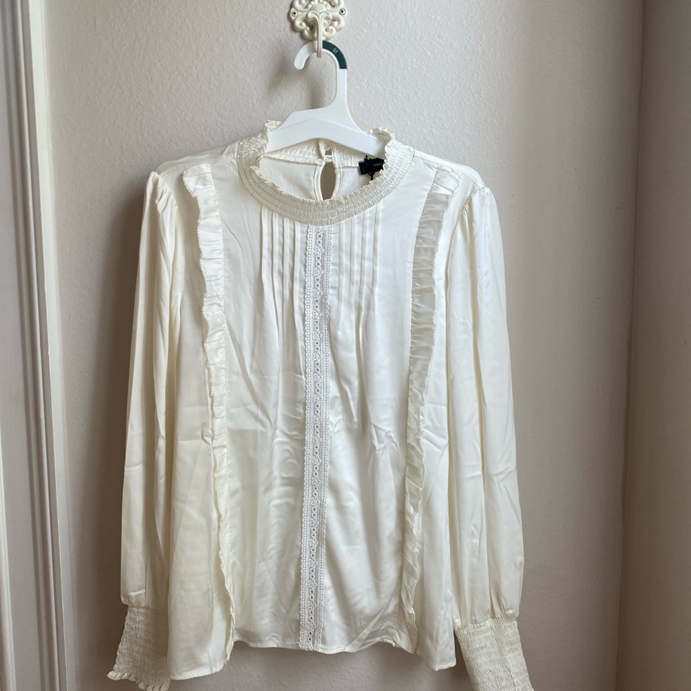 Isabel Marant White Puff Sleeve Blouse with Bib Collar
